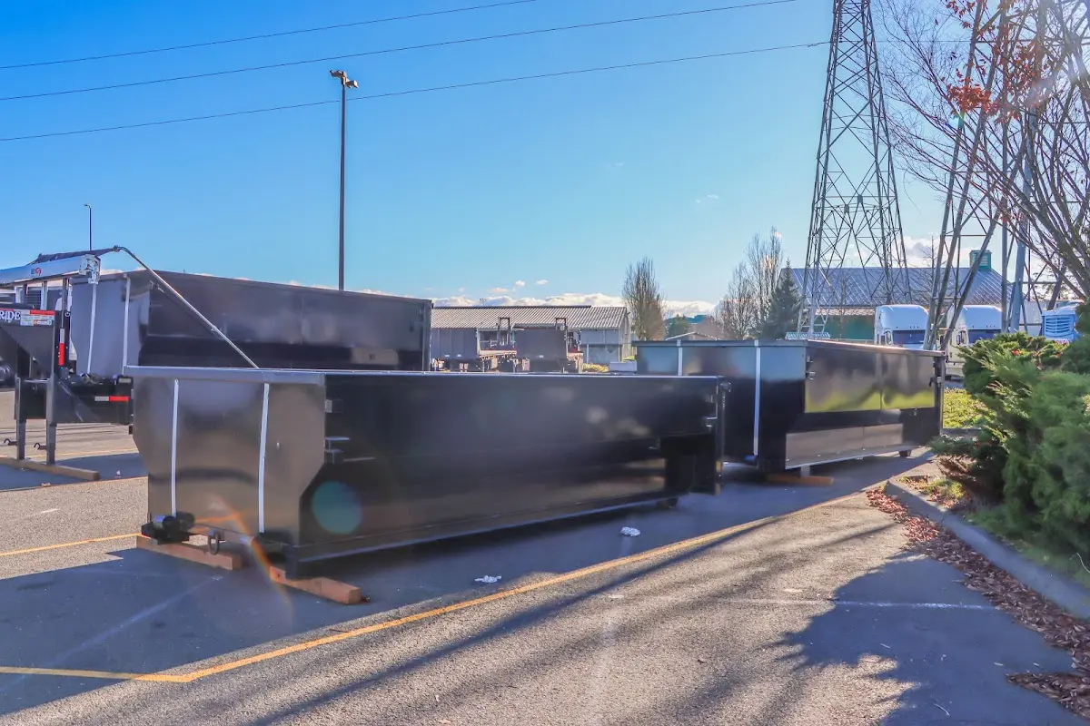 Roll-off dumpster ready for waste disposal at job site for Residential Dumpster Rental in Woodmere